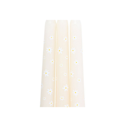 Set of 3 Carrot Patch Daisy Taper Candles