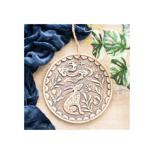 Bronze Midnight Hare Terracotta Plaque